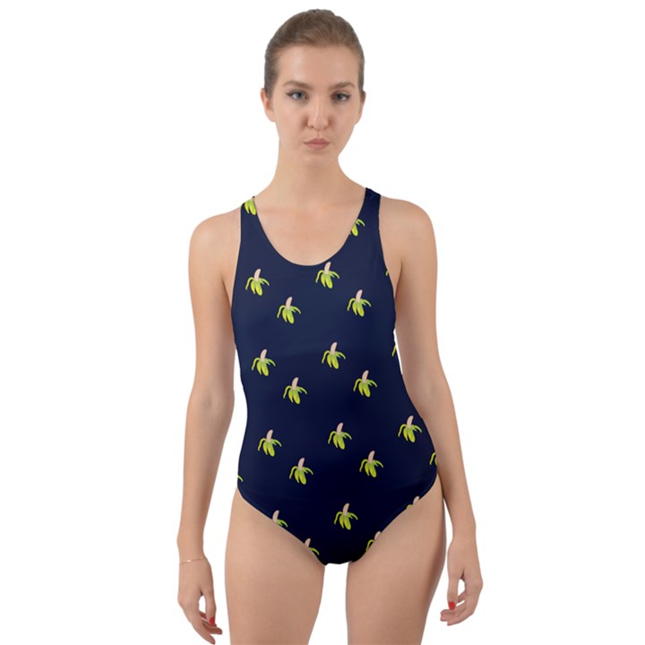 Peeled Banana On Blue Cut-Out Back One Piece Swimsuit