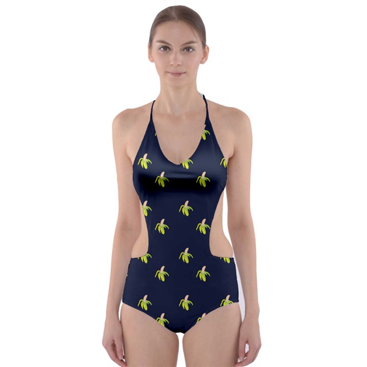 Peeled Banana On Blue Cut-Out One Piece Swimsuit