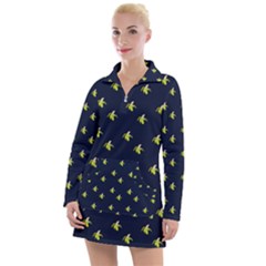 Peeled Banana On Blue Women s Long Sleeve Casual Dress