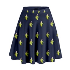 Peeled Banana On Blue High Waist Skirt by snowwhitegirl