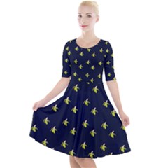 Peeled Banana On Blue Quarter Sleeve A-line Dress by snowwhitegirl