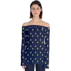 Peeled Banana On Blue Off Shoulder Long Sleeve Top by snowwhitegirl