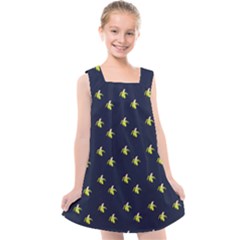 Peeled Banana On Blue Kids  Cross Back Dress by snowwhitegirl