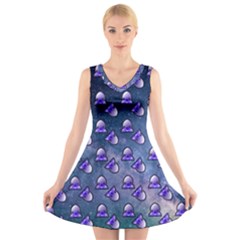 Kawaii Space Rocket Pattern V-neck Sleeveless Dress