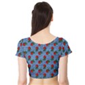 Blue Denim And Roses Short Sleeve Crop Top View2