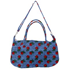 Blue Denim And Roses Removal Strap Handbag