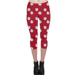 Lazy Bat One Red Pattern Capri Leggings  by snowwhitegirl