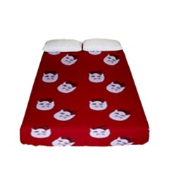 Lazy Bat One Red Pattern Fitted Sheet (full/ Double Size) by snowwhitegirl