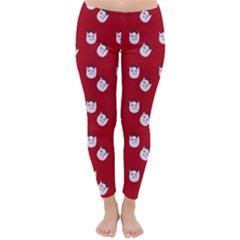 Lazy Bat One Red Pattern Classic Winter Leggings by snowwhitegirl