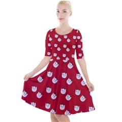 Lazy Bat One Red Pattern Quarter Sleeve A-line Dress by snowwhitegirl