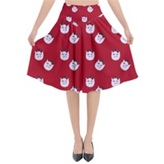 Lazy Bat One Red Pattern Flared Midi Skirt by snowwhitegirl