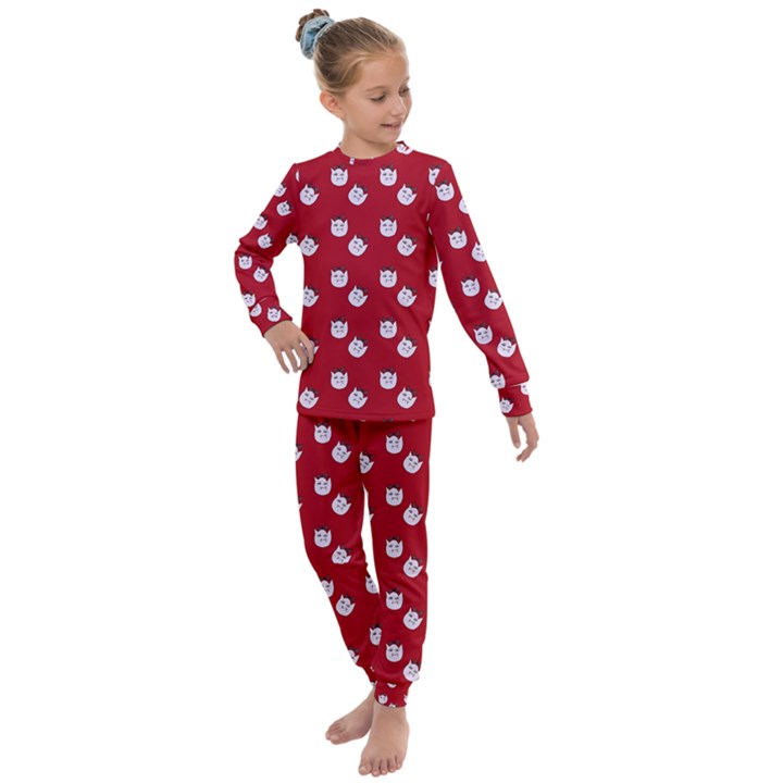 Lazy Bat One Red Pattern Kids  Long Sleeve Set 