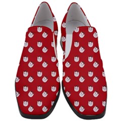 Lazy Bat One Red Pattern Slip On Heel Loafers by snowwhitegirl