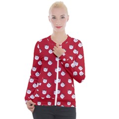 Lazy Bat One Red Pattern Casual Zip Up Jacket