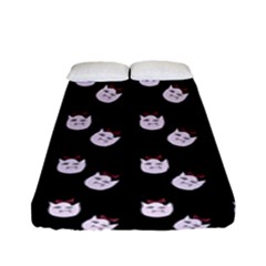 Lazy Bat On Black Pattern Fitted Sheet (full/ Double Size) by snowwhitegirl