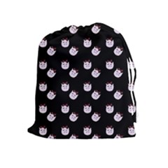 Lazy Bat On Black Pattern Drawstring Pouch (xl) by snowwhitegirl