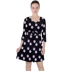 Lazy Bat On Black Pattern Ruffle Dress