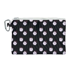 Lazy Bat On Black Pattern Canvas Cosmetic Bag (large) by snowwhitegirl