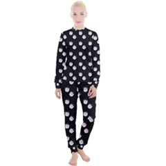 Lazy Bat On Black Pattern Women s Lounge Set