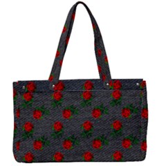 Black Denim And Roses Canvas Work Bag by snowwhitegirl