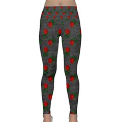 Black Denim And Roses Lightweight Velour Classic Yoga Leggings by snowwhitegirl