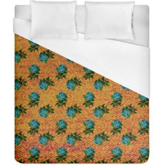 Orange Denim And Roses Duvet Cover (california King Size) by snowwhitegirl