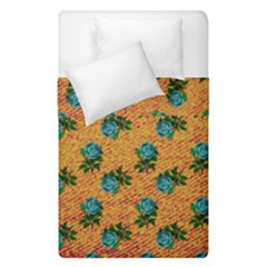 Orange Denim And Roses Duvet Cover Double Side (single Size) by snowwhitegirl