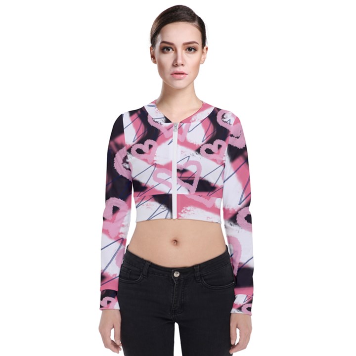 Heart Abstract Long Sleeve Zip Up Bomber Jacket