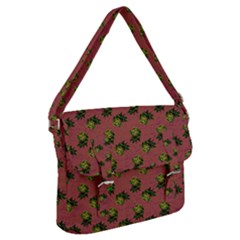 Pink Denim And Roses Buckle Messenger Bag