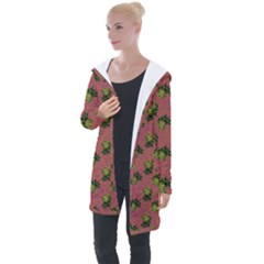 Pink Denim And Roses Longline Hooded Cardigan by snowwhitegirl