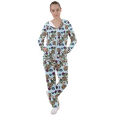 Cracked Doll Pattern Blue Women s Tracksuit by snowwhitegirl