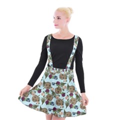 Cracked Doll Pattern Blue Suspender Skater Skirt by snowwhitegirl