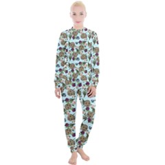 Cracked Doll Pattern Blue Women s Lounge Set