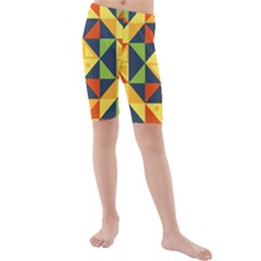 Background Geometric Color Plaid Kids  Mid Length Swim Shorts by Mariart