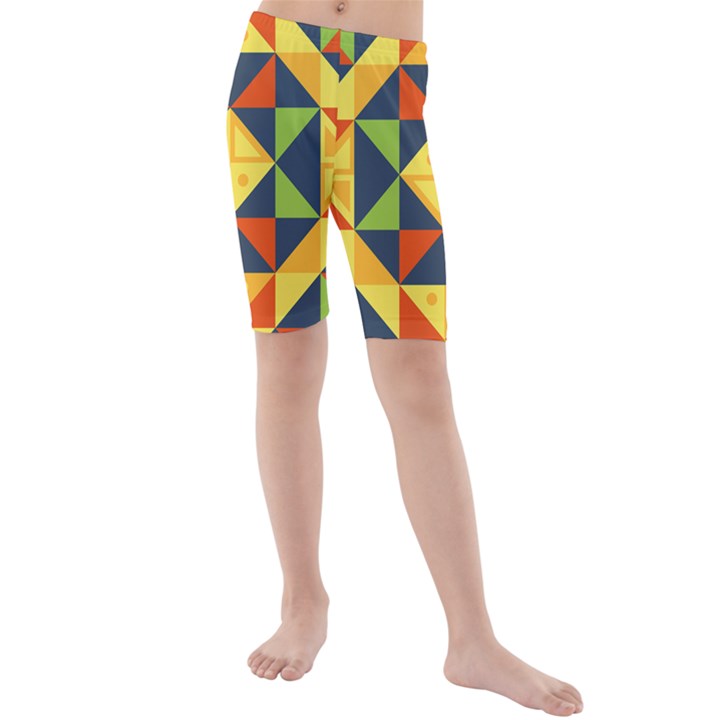 Background Geometric Color Plaid Kids  Mid Length Swim Shorts