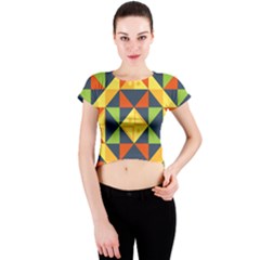 Background Geometric Color Plaid Crew Neck Crop Top by Mariart