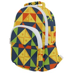 Background Geometric Color Plaid Rounded Multi Pocket Backpack