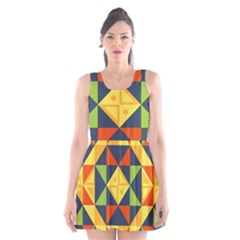 Background Geometric Color Plaid Scoop Neck Skater Dress by Mariart