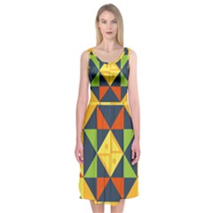 Background Geometric Color Plaid Midi Sleeveless Dress by Mariart