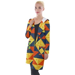 Background Geometric Color Plaid Hooded Pocket Cardigan