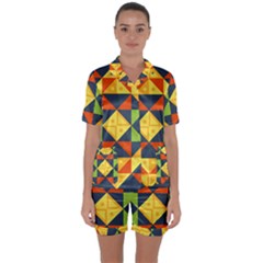 Background Geometric Color Plaid Satin Short Sleeve Pyjamas Set by Mariart