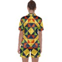 Background Geometric Color Plaid Satin Short Sleeve Pyjamas Set View2