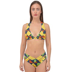 Background Geometric Color Plaid Double Strap Halter Bikini Set by Mariart