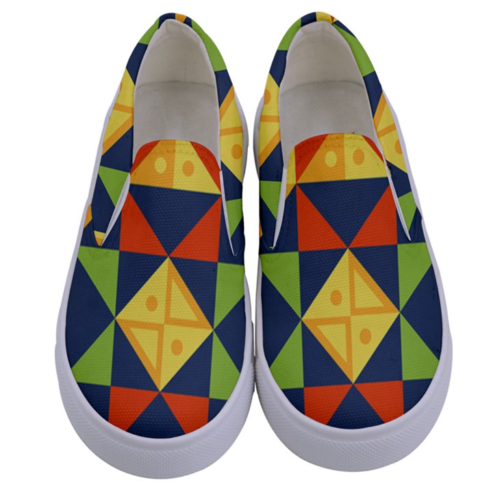 Background Geometric Color Plaid Kids  Canvas Slip Ons