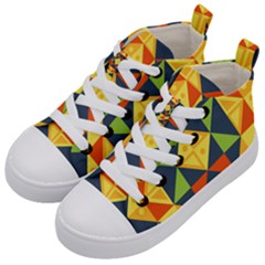 Background Geometric Color Plaid Kids  Mid-top Canvas Sneakers by Mariart