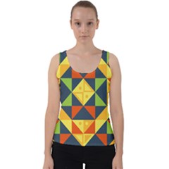 Background Geometric Color Plaid Velvet Tank Top