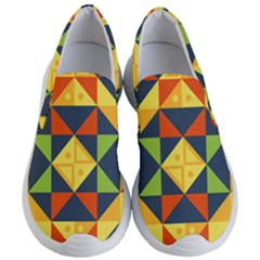 Background Geometric Color Plaid Women s Lightweight Slip Ons