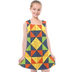 Background Geometric Color Plaid Kids  Cross Back Dress by Mariart