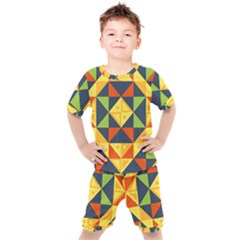 Background Geometric Color Plaid Kids  Tee And Shorts Set by Mariart