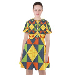 Background Geometric Color Plaid Sailor Dress